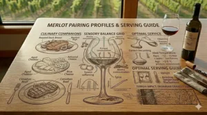 A side-by-side comparison illustrating how Merlot wine glasses differ from Cabernet Sauvignon and Pinot Noir stems. The diagram uses arrows to show varied flow patterns and aroma concentration based on the unique bowl architecture.