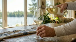 Pouring Sauvignon Blanc into its specific glass