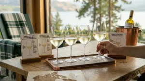 Résumé illustré de l'évolution du design des verres pour Sauvignon Blanc, mettant en avant les caractéristiques techniques qui améliorent l'expérience de dégustation pour les connaisseurs.