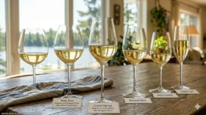 Side-by-side white wine glass comparison guide