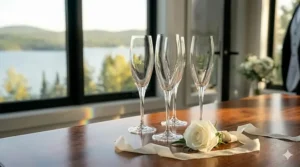 Classic design lead-free crystal champagne glasses for weddings.