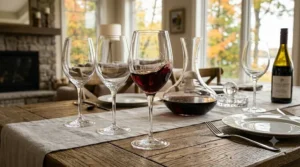 Luxury lead-free crystal wine glasses for dinner parties. / Verres à vin en cristal de luxe sans plomb pour les dîners.