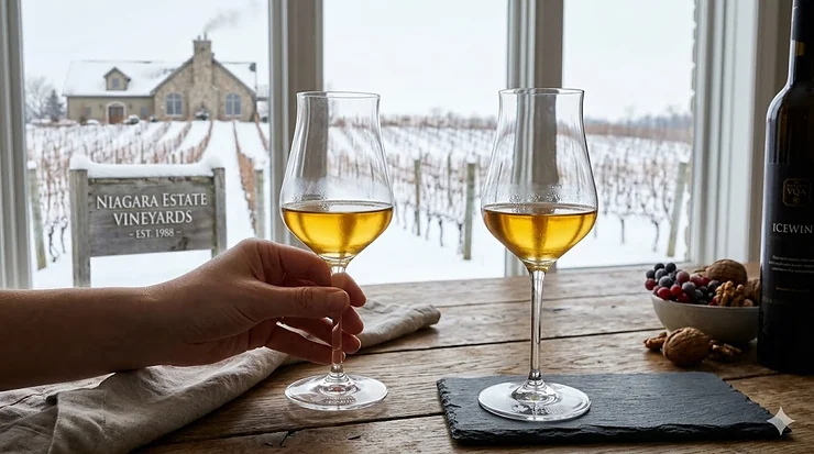 Set of elegant Canadian ic canadian icewine glasses