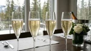 Casual stemless champagne flutes for events. / Flûtes à champagne sans pied pour réceptions.