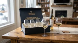Elegant wine glasses gift set perfect for wedding celebrations.