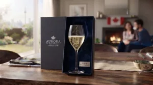 Set of tulip champagne glasses in a premium gift box.