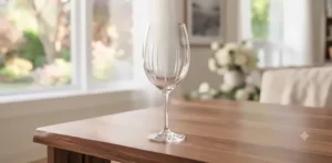 Technical diagram showing the bowl, stem, and base anatomy of professional crystal stemmed wine glasses / Schéma technique de l'anatomie de verres à vin à pied en cristal de qualité professionnelle.
