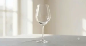 Line illustration showing the sleek silhouette and long stem of lead-free crystal stem wine glasses.