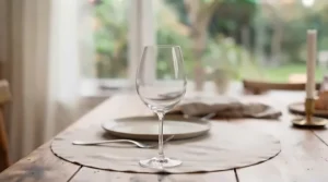 Side view of an elegant large wine glass for red wine.