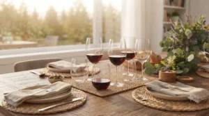 Modern, affordable wine glasses with a sleek, stemless design.