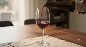 Bold Niagara Peninsula red wine being poured into crystal long stem wine glasses for red wine to enhance aeration and flavor profiles.