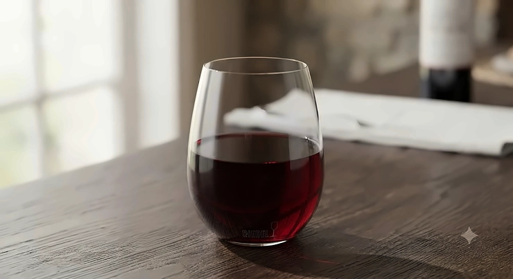 Elegant Riedel wine glasses set on a dinner table in a Canadian home.