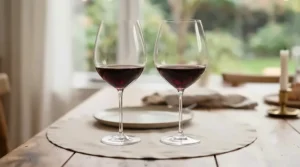 Set of two crystal large wine glasses for red wine.