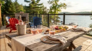 Matching set of four outdoor wine glasses for outdoor dining.