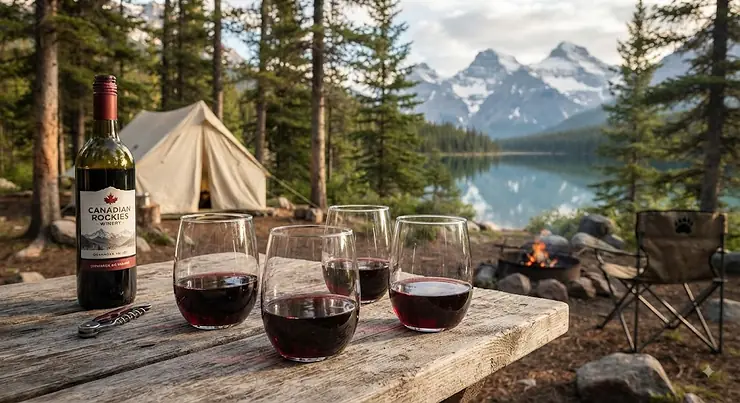 A set of durable, shatterproof stemless wine glasses perfect for camping trips in the Canadian wilderness. outdoor stemless wine glasses shatterproof