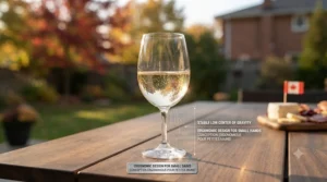 Illustration demonstrating the low center of gravity and stability of short stem wine glasses for small hands during outdoor summer patio gatherings in Canada.