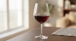 Close-up of a brilliant, lead-free crystal wine glass showcasing exceptional clarity and craftsmanship.