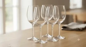 Close-up view of a premium glass wine glasses set of 4 highlighting clarity and craftsmanship.