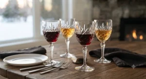 Durable handblown crystal wine glasses designed for everyday dining and special occasions