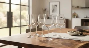 Modern crystal wine glasses set of 6 featuring a durable and sleek design.