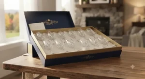 A complete stemware crystal wine glasses gift box featuring polished rims and sturdy bases for everyday dining or hosting.