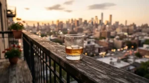 Urban balcony setting showcasing shatterproof wine glasses for outdoor use during golden hour.