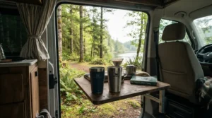 Using crush-proof silicone wine glasses for outdoor RV camping and motorhome road trips.