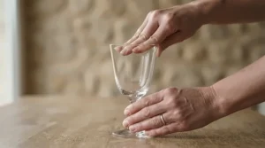 A durability test showing tempered glass wine glasses withstanding heavy pressure during a quality check.