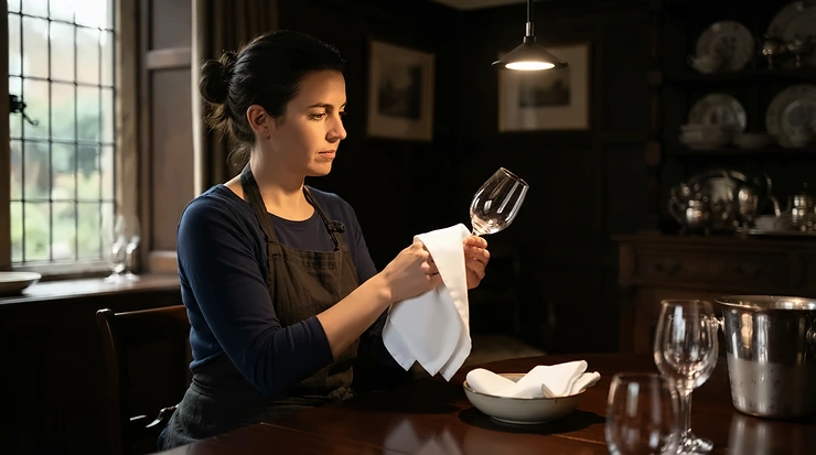 Commercial-grade tempered glass wine glasses used by professional sommeliers in Montreal.